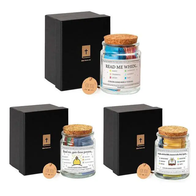 Alt view image 3 of 6 - Bible Verses in A Jar Bible Verse Jar Christian Scripture Jar Christian Cards Jar Prayer Request Cards for Daily Reflection