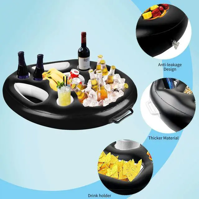 Alt view image 2 of 6 - Inflatable Floating Pool PVC Drink Tray Holder Food Wine Snacks Fruit for Birthday Party Decorations