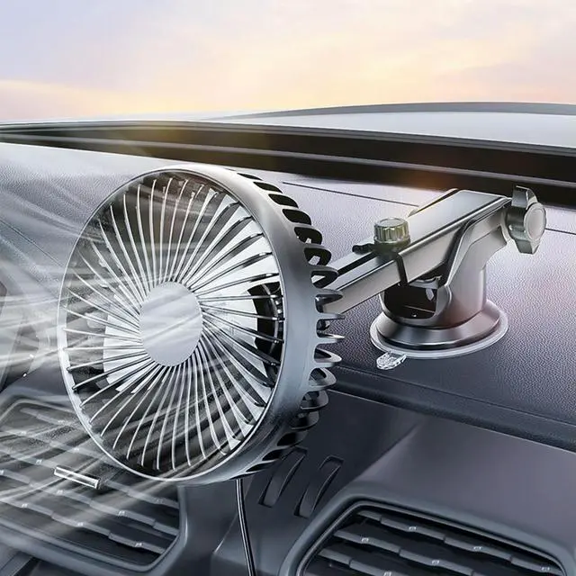 Alt view image 4 of 6 - 12V/24V Car Cooling Fan USB Suction Cup Auto Cooler 360 Degree Adjustable Car Dashboard Fan 3 Speeds Auto Single Head Fan