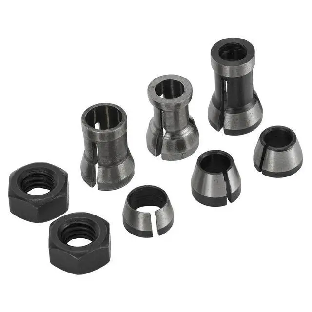 Alt view image 5 of 6 - 8pcs Router Bit Collet Chuck Adapter CNC With Clamping Nuts 6/6.35/8mm For Engraving Machine Wood Router Trimming Power Tools
