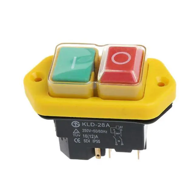Alt view image 4 of 6 - Push Button Switch KLD-28A 250V 16A Electromagnetic Switch 5Pin Power Tool Self-locking Switch For AC220V Motor-driven Lathes