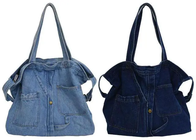 Alt view image 6 of 6 - Retro Shoulder Bag Denim Fashion Shoulder Handbags Large Capacity Shoulder Messenger Bag Vintage Pocket for Travel Tote Satchels