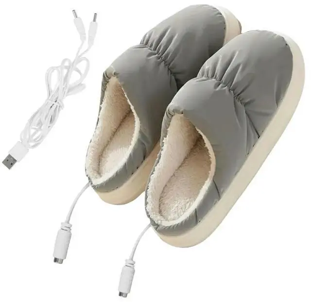Main image of Electric Heating Slippers Adjustable Temperature Heated Slipper Boot Plush Heated Slippers Winter Heated Boots for Home Office
