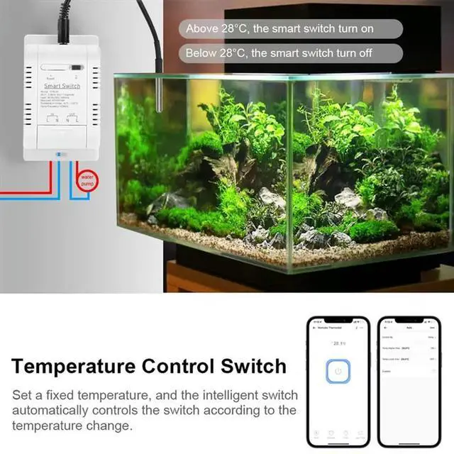 Alt view image 6 of 7 - Temperature Sensor Temperature Switch Power Monitor Tuya 16A 3000W Withthermostat Probe Sensor Forfish Tank Greenhouse