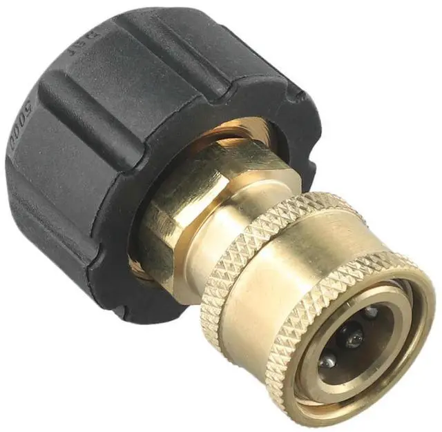 Alt view image 6 of 6 - Copper 1/4 Inch High Pressure Quick Connector Car Washer Adapter Water Gun Hydraulic Couplers Couplings M22 15mm Female