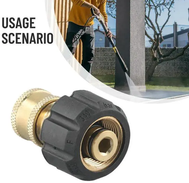 Alt view image 5 of 6 - Copper 1/4 Inch High Pressure Quick Connector Car Washer Adapter Water Gun Hydraulic Couplers Couplings M22 15mm Female