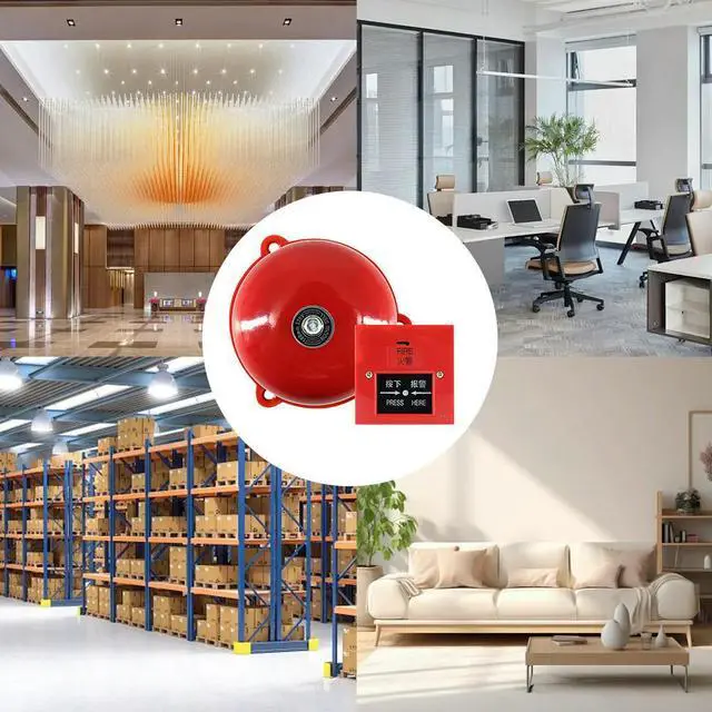 Alt view image 2 of 6 - 4 Inch Manual Call Point Fire Alarm Pull Station & AC 220V 100db Schools Fire Alarm Bell Internal Strike Bell System Accessories