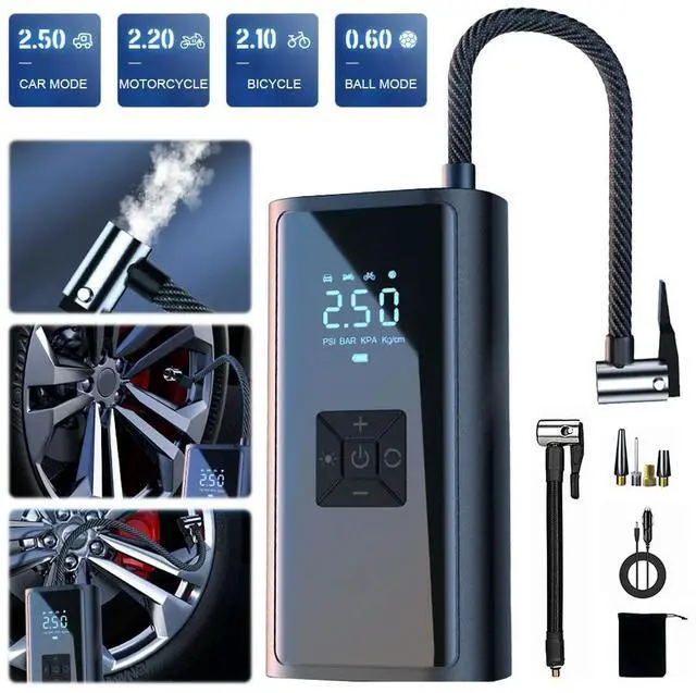 Alt view image 3 of 6 - 150PSI Portable Car Inflator Pump with LED Light Car Tire Inflator LCD Display Car Air Pump for Automobile Bicycle Ball