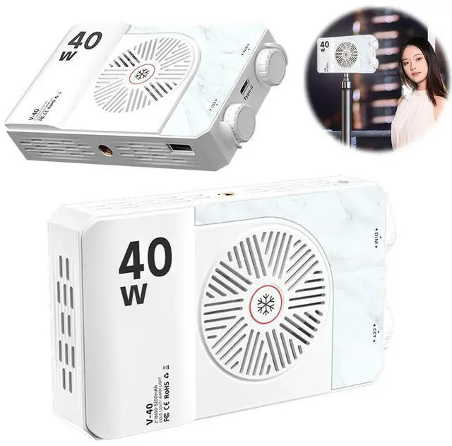 Alt view image 3 of 6 - 40W LED Camera Light 2800K-9000K Video Light 4400mAh Rechargeable Handheld Fill Light Photography Lighting