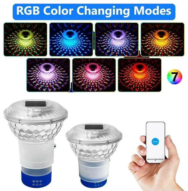 Main image of Solar Pool Chlorine Floater with Colorful Lights Adjustable Pool Chlorine Dispenser Chlorine Tablet Floater for Pool Spa Hot Tub