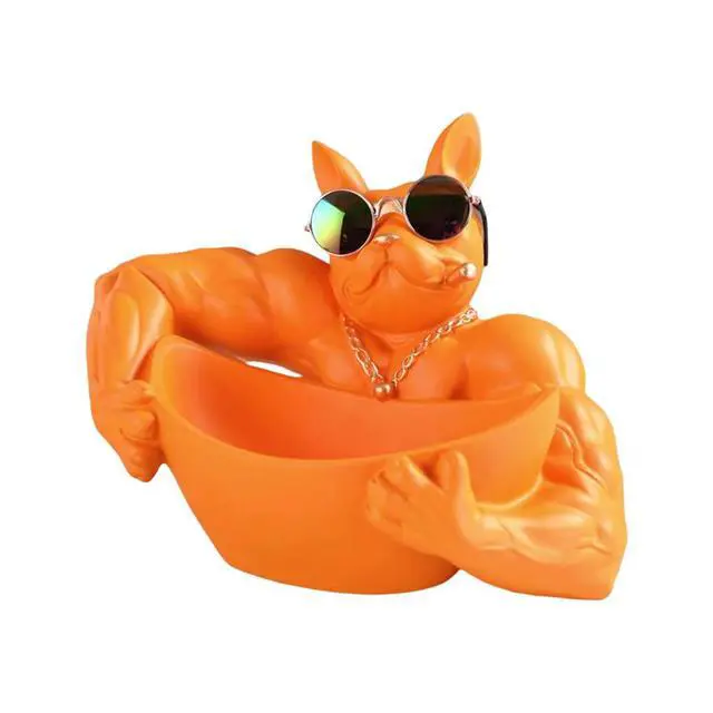 Alt view image 2 of 6 - Muscle Bulldog Key Holder Figurine Creative Chic Resin Box Decor Candy Sundries Household Supplies for Study Coffee Shop