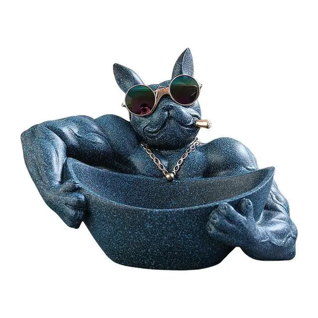 Alt view image 3 of 6 - Muscle Bulldog Key Holder Figurine Creative Chic Resin Box Decor Candy Sundries Household Supplies for Study Coffee Shop