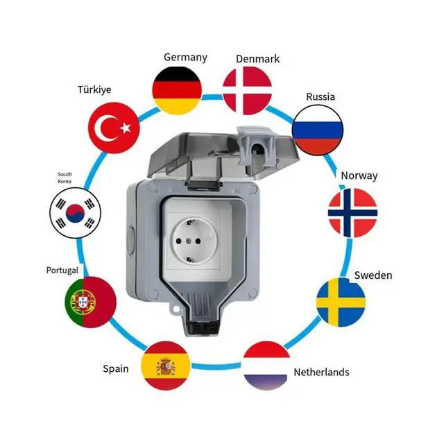 Alt view image 2 of 6 - EU Type 1gang Switch Socket Box IP66 Waterproof Rated 16A for Outdoor and Bathroom Use with Anti Dust and Rain Sealing System