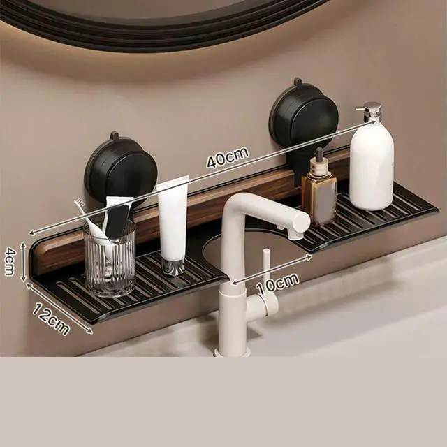Alt view image 2 of 3 - Stylish Walnut Suction Cup Rack: Drilling-Free For Bathroom & Kitchen Home Improvement Accessory