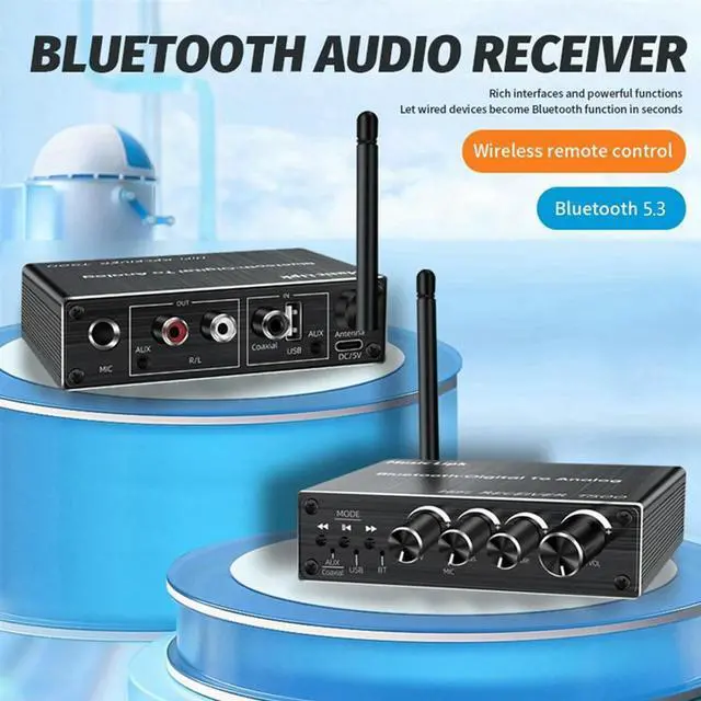 Alt view image 6 of 7 - Receiver Transmitter AUX 3.5mm Optical Coaxial Wireless Music Audio Bluetooth 5.3 Adapter Digital to Analog Converter