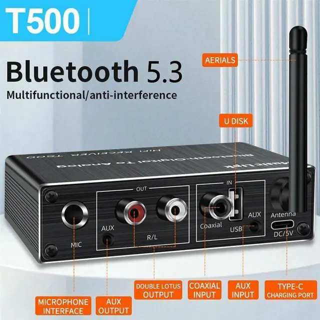 Alt view image 7 of 7 - Receiver Transmitter AUX 3.5mm Optical Coaxial Wireless Music Audio Bluetooth 5.3 Adapter Digital to Analog Converter