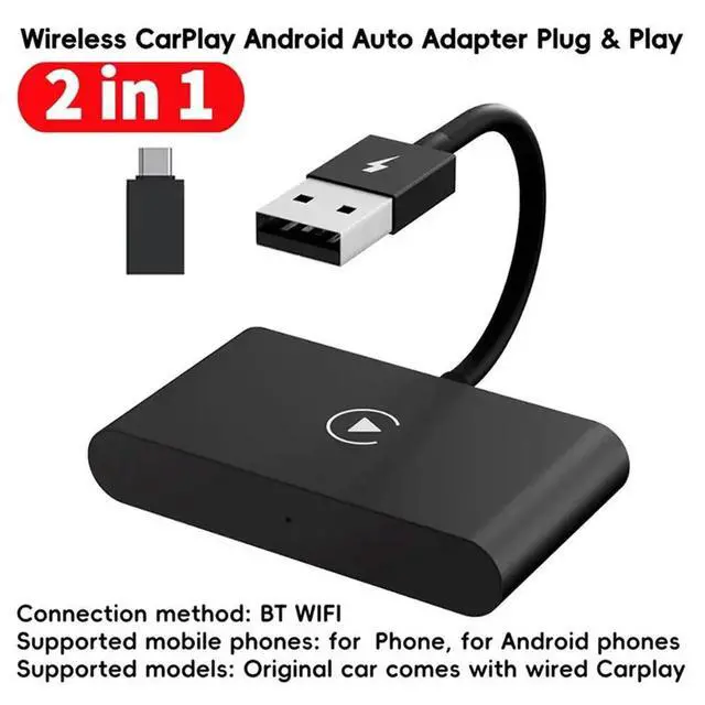 Alt view image 6 of 7 - Carplay AI Box 2 In 1 Wireless Adapter Auto Connect For Wired Carplay Vehicles Android Auto Wireless Carplay Adapter Car