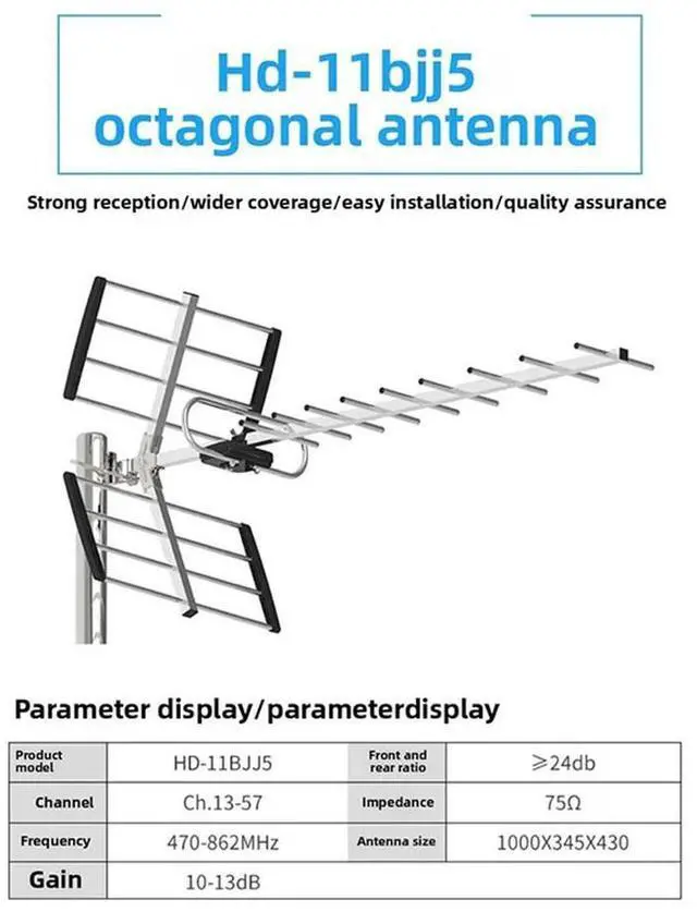 Alt view image 6 of 7 - High-Definition Digital Outdoor TV Antenna HD Offering Up To 200 Mile Range Ideal For Attic Or Roof Use Free 4K Channels
