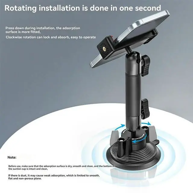 Alt view image 6 of 7 - Go-Quick II Action Camera phone Suction Cup Mount 1/4'' Screw 360° Ballhead For Gopro Phone Car Holder