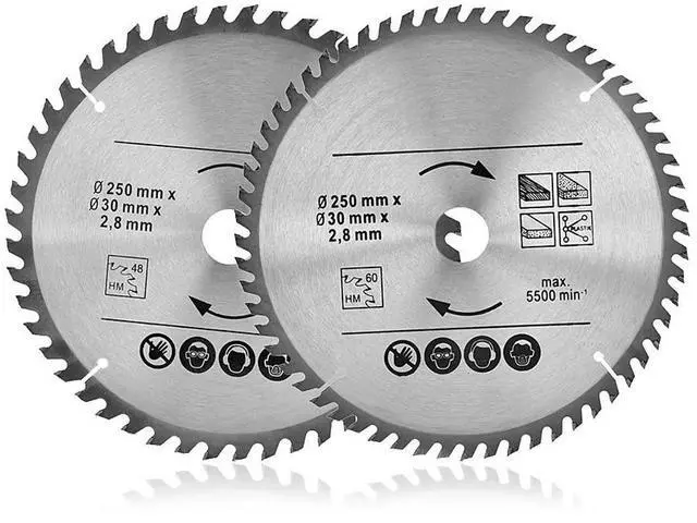 Main image of Circular Saw Blade 250mm 48T & 60T TCT Saw Disc Blade 30mm Bore Sharp Cutting Wear Resistant for Wood l Cutting Construction