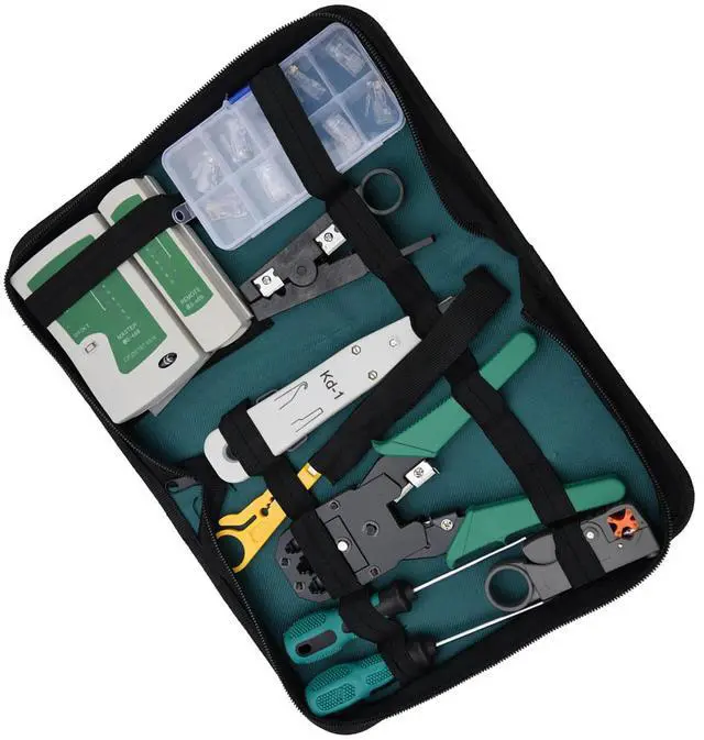 Alt view image 3 of 6 - Cable Testers Network Maintenance Tools LAN Network Service Tool Kit Cable Tester Kit 11-piece Combination Kit for for RJ11 RJ45