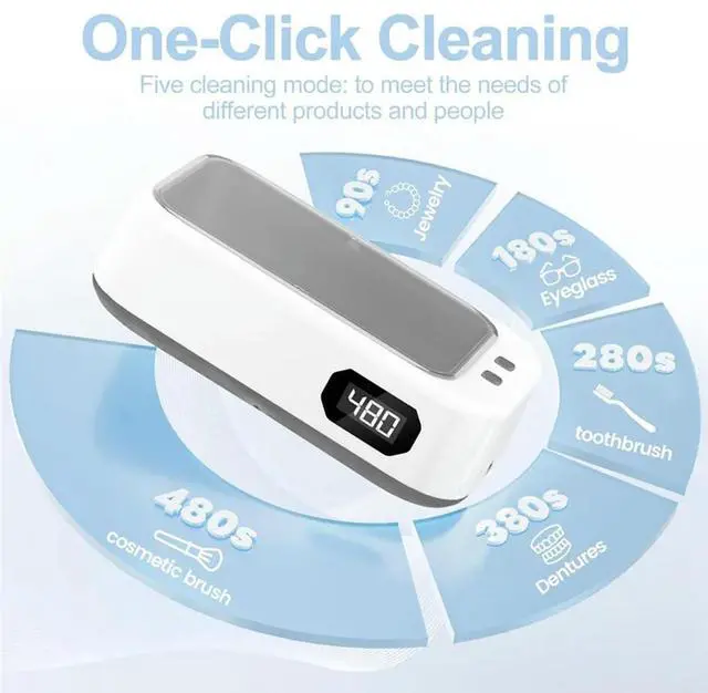 Alt view image 2 of 6 - Ultrasonic Cleaners 49Khz Ultrasonic Cleaner For Jewelry Razors Watches Combs Brushes Rings And Eyeglasses EU Plug