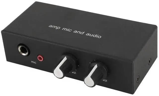 Alt view image 3 of 6 - Audio Mixer Stereo Preamp Low Noise Amplifier 3.5mm 6.5mm Dual Input Condenser Dynamic Mic Interface 5.5x2.1MM DC for Cell Phone