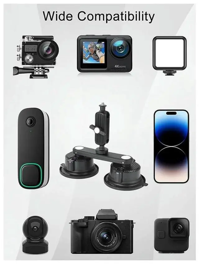 Alt view image 2 of 6 - Double Suction Cup Mount For Gopro,Camera, Car Mount On Car Window, Windshield 360° Rotation