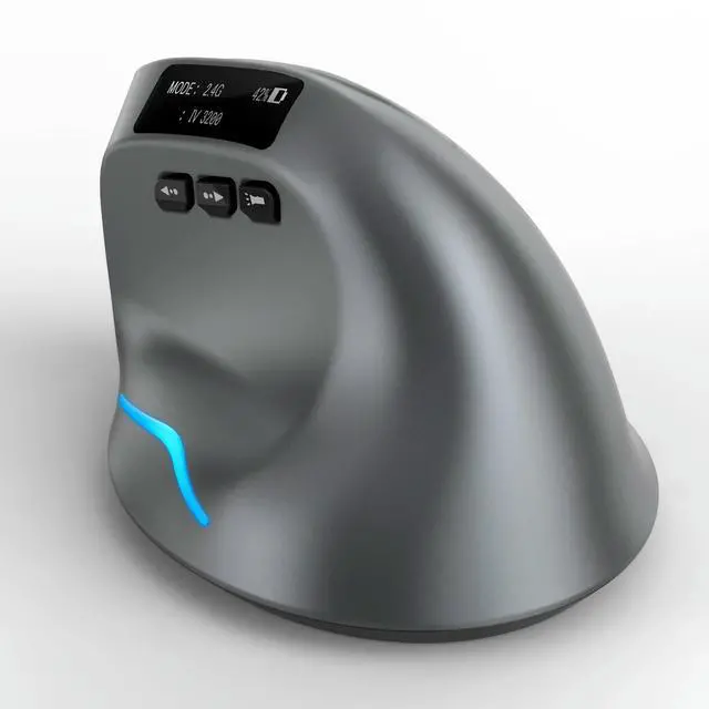 Alt view image 2 of 6 - ZELOTES F-26C Rechargeable Wireless Mouse Dual Mode 2.4G Bluetooth Silent Click with Display Gray for Office Meeting PC