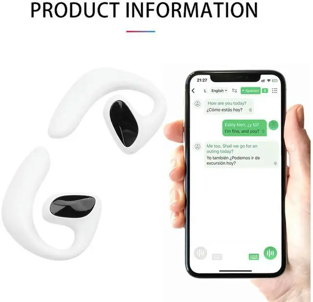Alt view image 3 of 6 - 2025 Wireless Translator Earbuds Bluetooth 5.3 144 Languages Real Time Translation Long Life Portable for Travel
