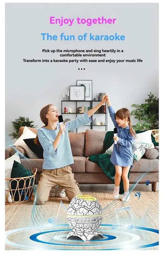 Alt view image 2 of 6 - Home Karaoke Bluetooth Speaker Microphone Outdoor Camping KTV Bedroom Atmosphere Light Projection Lamp