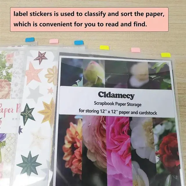 Main image of 32Pcs Transparent Scrapbook Organizer Envelopes Pockets Sleeves For Storing 12X12inch With 60 Pcs el Stickers