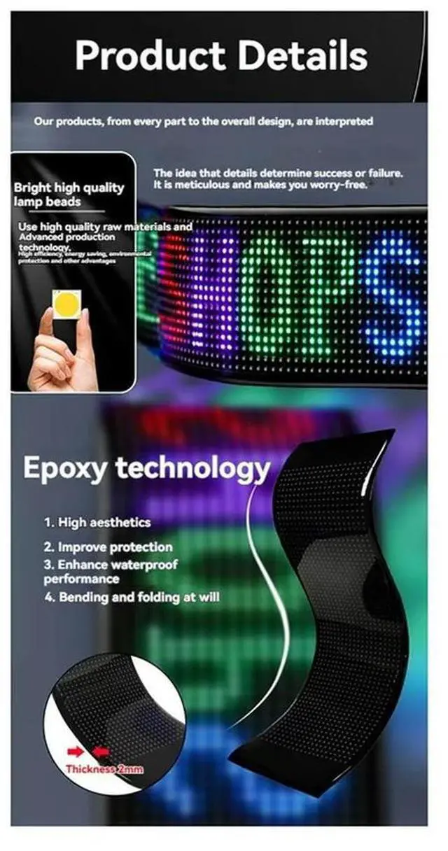 Alt view image 2 of 6 - Programmable LED Car Sign Multilingual Display With Remote APP Scrolling Advertising Screen Pixel Matrix Panel