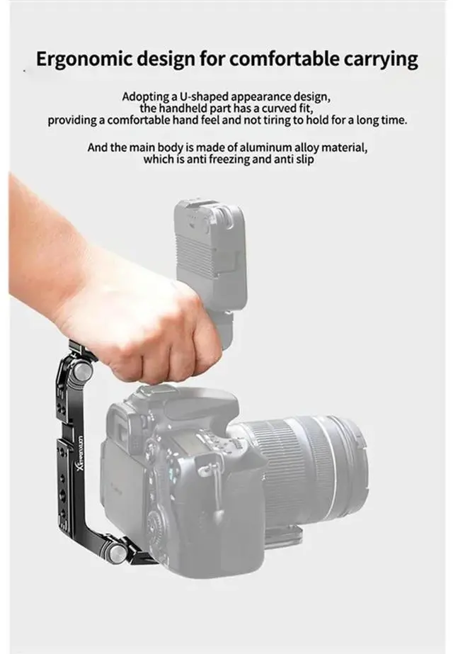 Alt view image 3 of 6 - Video Light Holder U-Shape Camera Handle Grip Cold Shoe Mount For Camera Stabilizer Microphone Stand