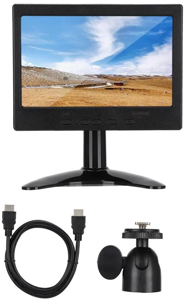 Alt view image 4 of 6 - Portable 7in 1080P 1024x600 Resolution 16:9 Multifunction Display Monitor for HDMI / VGA / AV Input Stand Easy Operate Durable