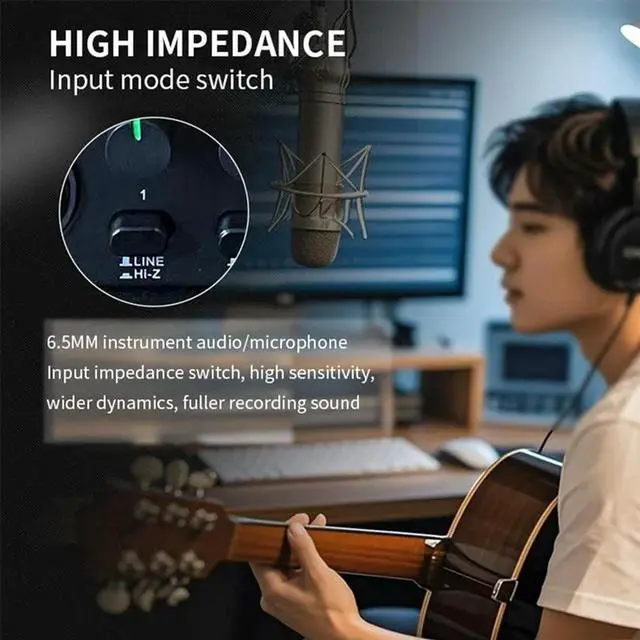 Alt view image 3 of 3 - Professional Sound Card Audio Interface With Monitoring Function Electric Guitar Live Recording For Studio Singing Micropho