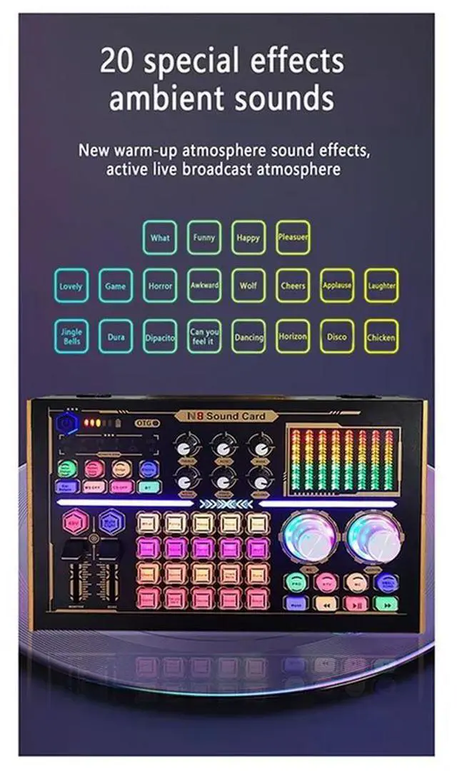 Alt view image 2 of 6 - GAX-N8 Professional Recording Sound Card Bluetooth PC Mobile Phone Live Broadcast Sound Card Mixer Set Support 48V Mic