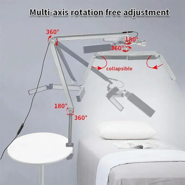 Main image of 30W Professional Eyelash Lamp 26-Inch Folding Cantilever Half-Moon Lamp With Desktop Clamp And Remote Control US Plug