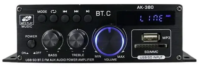 Alt view image 2 of 6 - 4X Ak380 800W 12V Power Amplifier Bluetooth Stereo Home Car BASS Audio Amp Music Player Car Speaker Class D FM USB/SD