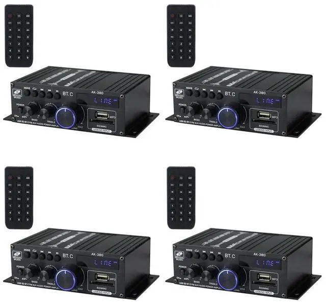 Main image of 4X Ak380 800W 12V Power Amplifier Bluetooth Stereo Home Car BASS Audio Amp Music Player Car Speaker Class D FM USB/SD