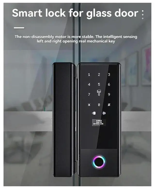 Alt view image 2 of 3 - Tuya Home Fingerprint Lock With Biometric Access For Sliding Glass Doors Electronic Glass Door Lock