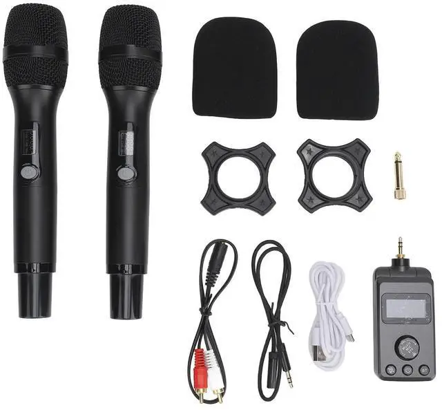 Main image of Premium Dual Wireless Microphone UHF Dynamic DSP Handheld Cordless Dynamic Microphone with Rechargeable Receiver for KTV Singing