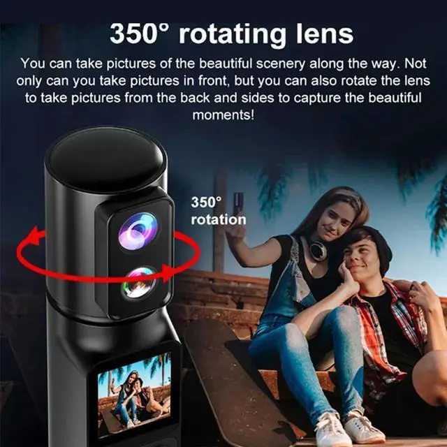 Alt view image 3 of 5 - EIS 5X Zoom 6K Portable Handheld Action Camera 350° Rotatable Dual Lens Pocket Camera DV Screen Recorder