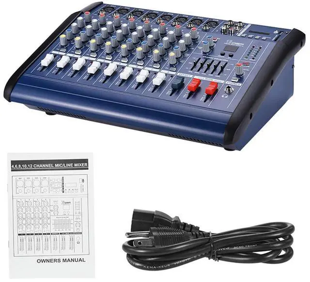 Main image of 8 Channel Powered Mixer Amplifier Digital Audio Mixing Console Amp 48V Phantom Power USB/ SD Slot for Recording DJ Stage Karaoke