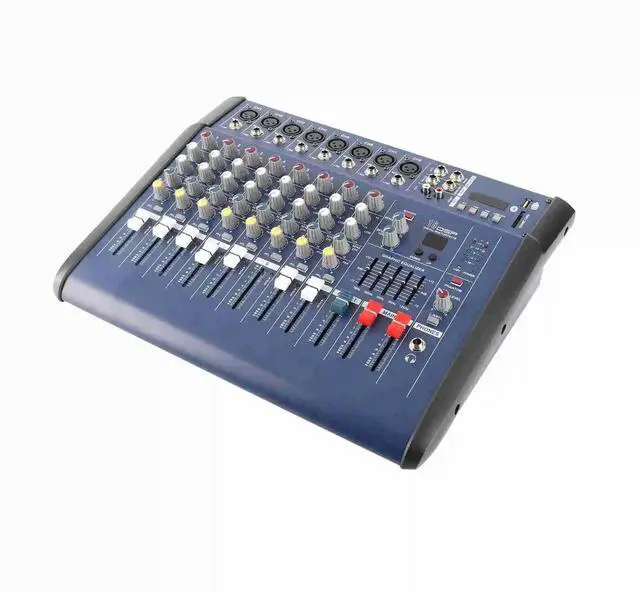 Alt view image 3 of 3 - 8 Channel Powered Mixer Amplifier Digital Audio Mixing Console Amp 48V Phantom Power USB/ SD Slot for Recording DJ Stage Karaoke