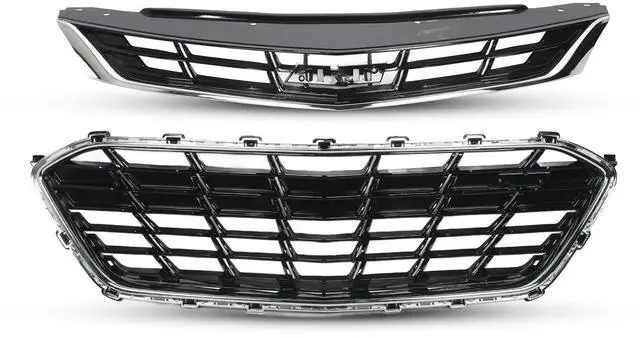 Alt view image 4 of 6 - Universal Front Upper Lower Grille Set Chrome ABS 84189613 84009674 Replacement for Chevy Cruze Premier RS 2016 to 2019 US Type
