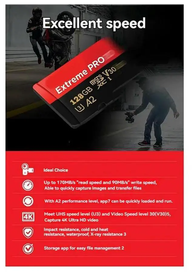 Alt view image 2 of 4 - Memory Card 170MB/S Micro-Sd Card UHS-1 Flash Card Memory Microsd-SD Card-N33R