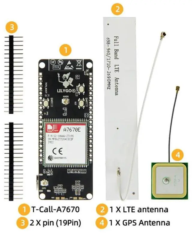 Main image of LILYGO T-Call A7670 4G 2G ESP32 Development Board A7670E LTE GSM Network ESP32-WROVER-E Wifi Bluetooth Wireless Module-N33R
