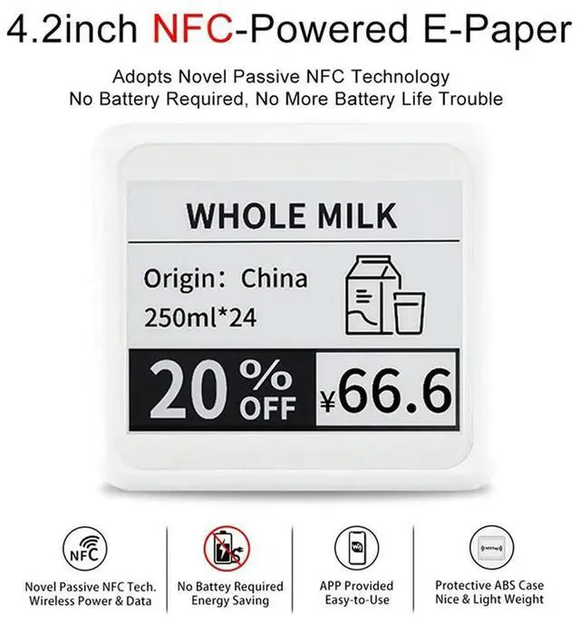 Alt view image 4 of 4 - Waveshare 4.2 Inch Wireless NFC-Powered Epaper Eink E Paper E-Ink Display Screen Module For Mobile Android APP, No -N33R