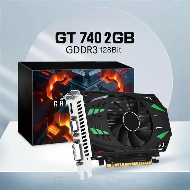 Alt view image 3 of 4 - Geforce GT740 2GB GDDR3 Graphics Card 128 Bit 993Mhz 1250Mhz 28 Nm Pcle X16 2.0 VGA+HD+DVI Video Card Durable Easy To